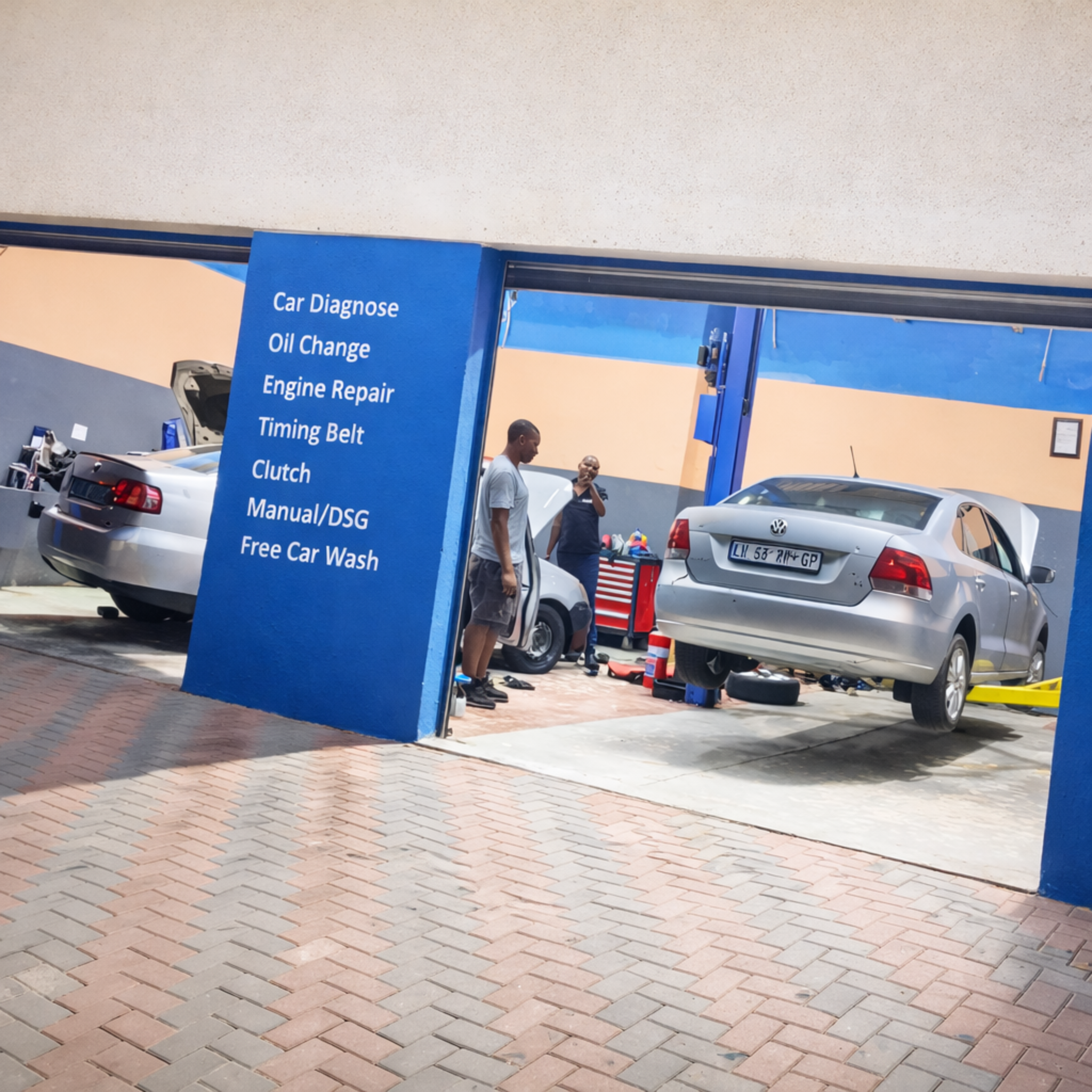 Workshop service bay entrance